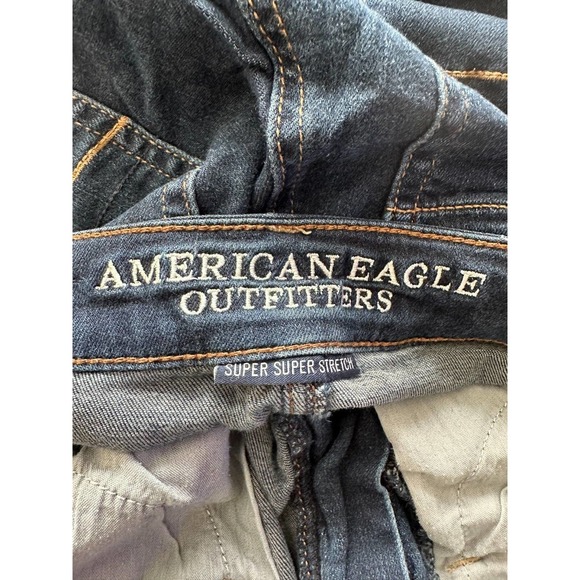 American Eagle Jeans Super Super Stretch Skinny Size 6 long /31 Dark Blue Wash - Picture 10 of 11